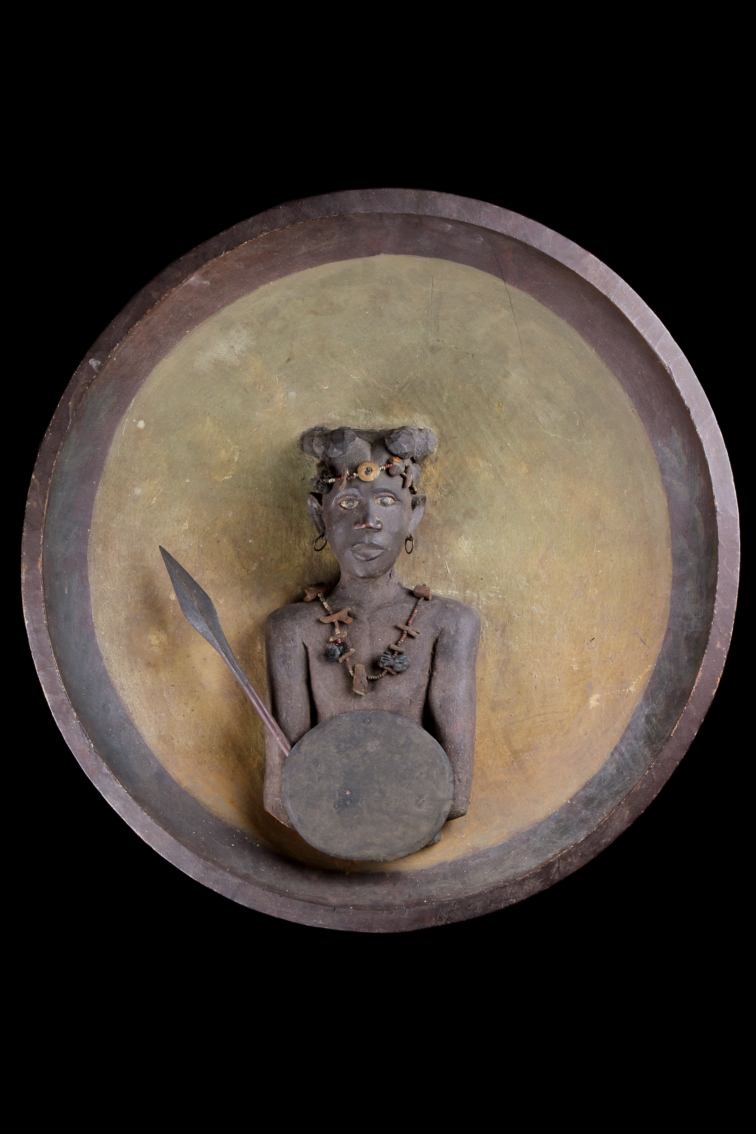 Madagascan Southern Sakalava Peoples Plaque Depicting a Warrior